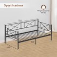 thumbnail image 3 of Giantex win Size Metal Daybed Frame, Sofa Daybed w/Heavy-Duty Metal Slats, Mattress Foundation, No Box-Spring Needed, Black, 3 of 8