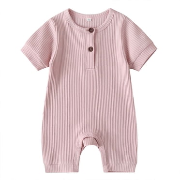 Baby Girl Long Jumpsuit Child'S Summer Jumpsuit Boys and Girls Baby Botton Short Sleeve Round Neck Cute Solid Shorts Rompers New Casual Winter Jumpsuits Pinks 3 Months