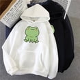 thumbnail image 2 of cllios Womens Cute Cartoon Frog Print Hoodies Long Sleeve Pullover Drawstring Hooded Sweatshirts, 2 of 3