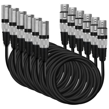 LAICAIW Câble de Microphone XLR vers XLR (15 Pieds, Lot de 6) Câble de Micro XLR Mâle vers Femelle Câble XLR 3 Broches Symétrique Blindé pour Mélangeur de Micro, Studio d'Enregistrement, Balado-Noir, 15 Pieds, Lot de 6