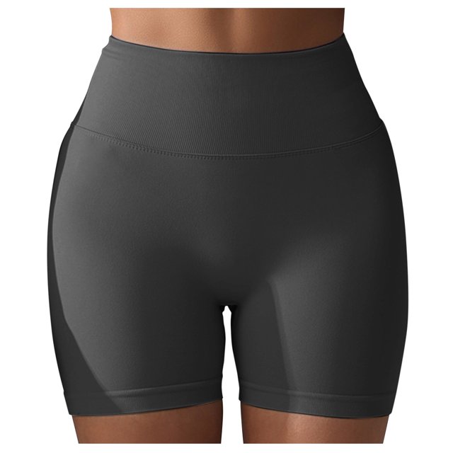 WEIYLL Yoga Womans Shorts Seamless Scrunch Workout Gym Solid Color Grey Pants M