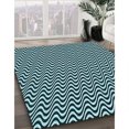 thumbnail image 3 of Ahgly Company Tapis d'Intérieur Ronds Lavables à la Machine, Style Transitionnel, Bleu Lagon Bleu, Tapis de Zone, 7 Pieds Rond, 3 of 7