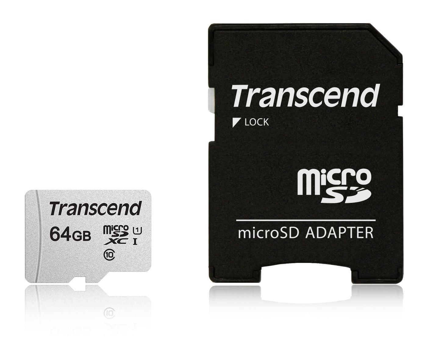Transcend 64GB 300S UHS-I microSDXC Cartes Mémoires with SD adaptor