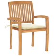 thumbnail image 2 of vidaXL Stacking Garden Chairs with Cushions 4 pcs Solid Teak Wood, 2 of 5
