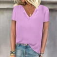 thumbnail image 2 of FAIWAD Womens Summer Tops Short Sleeve V Neck Pullover Shirts Loose Casual Solid Color Basic Tops, 2 of 3