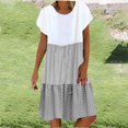 thumbnail image 2 of CHUANK Robes en Lin pour Femmes Été Grande Taille Manches Courtes Col en V Longueur Genou Robe Ample Décontractée Confortable Robe de Plage Soldes de Liquidation 2024, 2 of 7