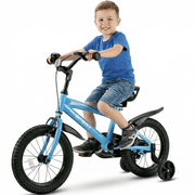 Naipo 14 inch Kids Bike with Training Wheels Adjustable Seat Height Blue Bicycle for 3-6 Years Old  Age Goup Girls and Boys