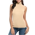 thumbnail image 1 of SHTXOZHI Débardeurs pour Femmes Col Roulé Sans Manches Chemises Couleur Unie Tops d'Été Décontractés, 1 of 6