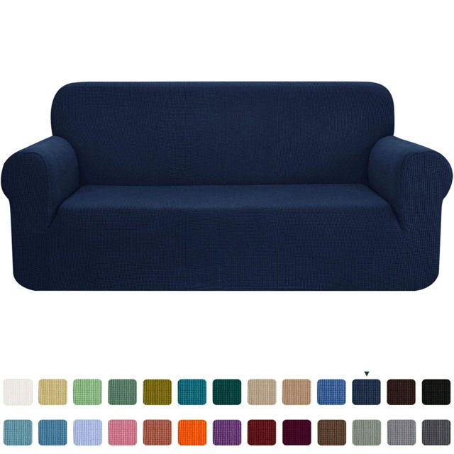 CHOK 2024 1-Piece Checks Stretch Sofa Cover Slipcover Couch Cover Chair Light Gray