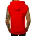 thumbnail image 3 of Men's Solid Color Sleeveless Zip-Up Hooded With Pockets Sleeveless Top(Red,XL), 3 of 6