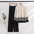 thumbnail image 2 of Yuyuzo Womens Ribble Knit 2 Piece Sets Long Sleeve Turtleneck Pullover Sweaters with Straight Leg Pants Suits, 2 of 4