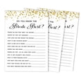 thumbnail image 1 of Inkdotpot 50-PackGold ConfettiHow Well Do You Know The Bride Bridal Shower Bachelorette PartyGameWho Know The Bride Best ActivityCards, 1 of 7