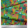 thumbnail image 3 of Soimoi Tissu Crêpe polyester Vert Structure Architecturale Tissu Imprimé Architectural 1 Yard 42 Pouces de Large, 3 of 5