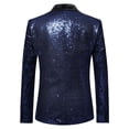 thumbnail image 3 of Navy Man Sequin Bling Glitter Basic Jackets Blazers Outfits for Mens Work Office Formal Prom Party Evening Gowns Modest Concert Fall Winter Button 2025 Clothing XL, 3 of 3