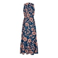 thumbnail image 5 of Pisexur Robes pour Femmes à Col en V Sans Manches Robe Maxi Taille Élastique Robe Évasée à Étages Robe d'Été Mode à Imprimé Floral Robe de Bal d'Été Décontractée Ample Longue Robe Confortable Fluide Robe Portefeuille pour Plage Vacances, 5 of 5