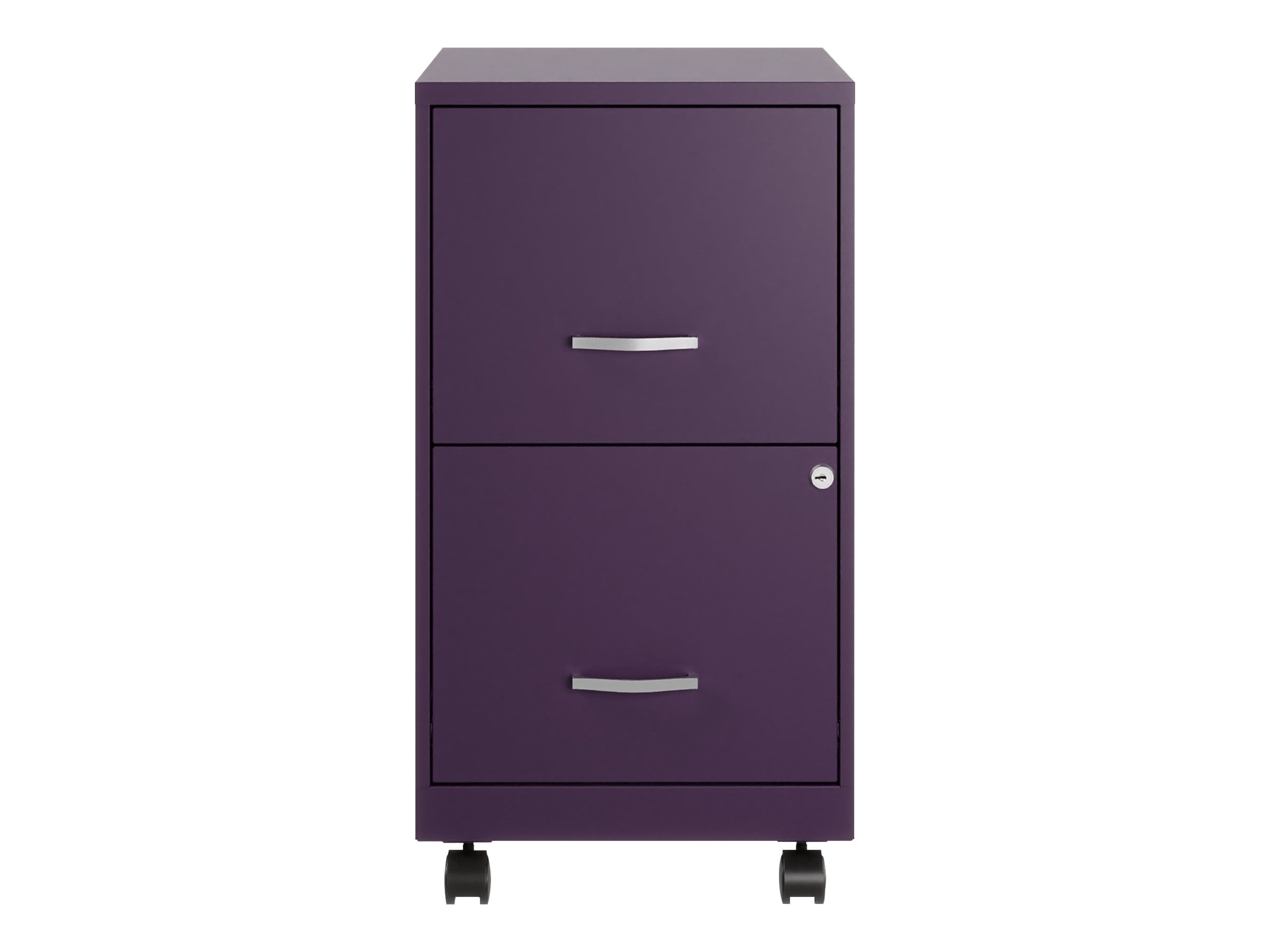 Solutions pour l'Espace Classeur Vertical Mobile en Métal 18 Pouces P à 2 Tiroirs Violet Minuit