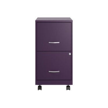 Solutions pour l'Espace Classeur Vertical Mobile en Métal 18 Pouces P à 2 Tiroirs Violet Minuit
