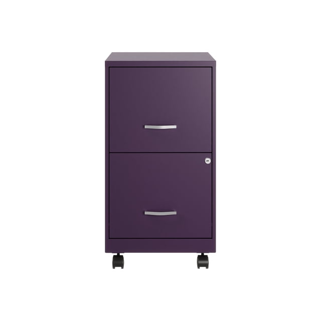 Solutions pour l'Espace Classeur Vertical Mobile en Métal 18 Pouces P à 2 Tiroirs Violet Minuit