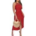 thumbnail image 1 of Womens Summer Halter Dress Hollow Out A Line Vacation Dresses with Eyelet Embroidery & Side Slit, L, 1 of 7