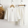 thumbnail image 1 of RXIRUCGD Baby Children's Winter Solid Striped Home Clothes Suit( White, Size:90 ), 1 of 3