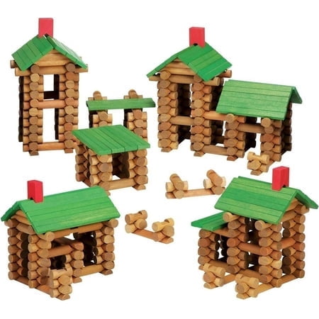 SainSmart Jr. 450 PCS Wooden Log Cabin Building Toy for Toddlers, Classic STEM Construction Kit with Colorful Wood Blocks for Ages 3 and Up