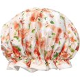 thumbnail image 1 of ORUYROP Allylew Réutilisables Chapeaux de Douche Imperméables pour les Femmes pour les Cheveux Longs, Fleur de Pêche, 1 of 4
