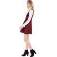 thumbnail image 4 of INSPIRE CHIC Women's Christmas Costume Overall Pinafore Dress Button Decor Flared Suspender Skirt Red XS, 4 of 6