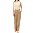 thumbnail image 2 of INSPIRE CHIC Blouse Satinée d'Été Sans Manches pour Femme à Encolure à Volants, devant Plissé, TG, Blanc, 2 of 5