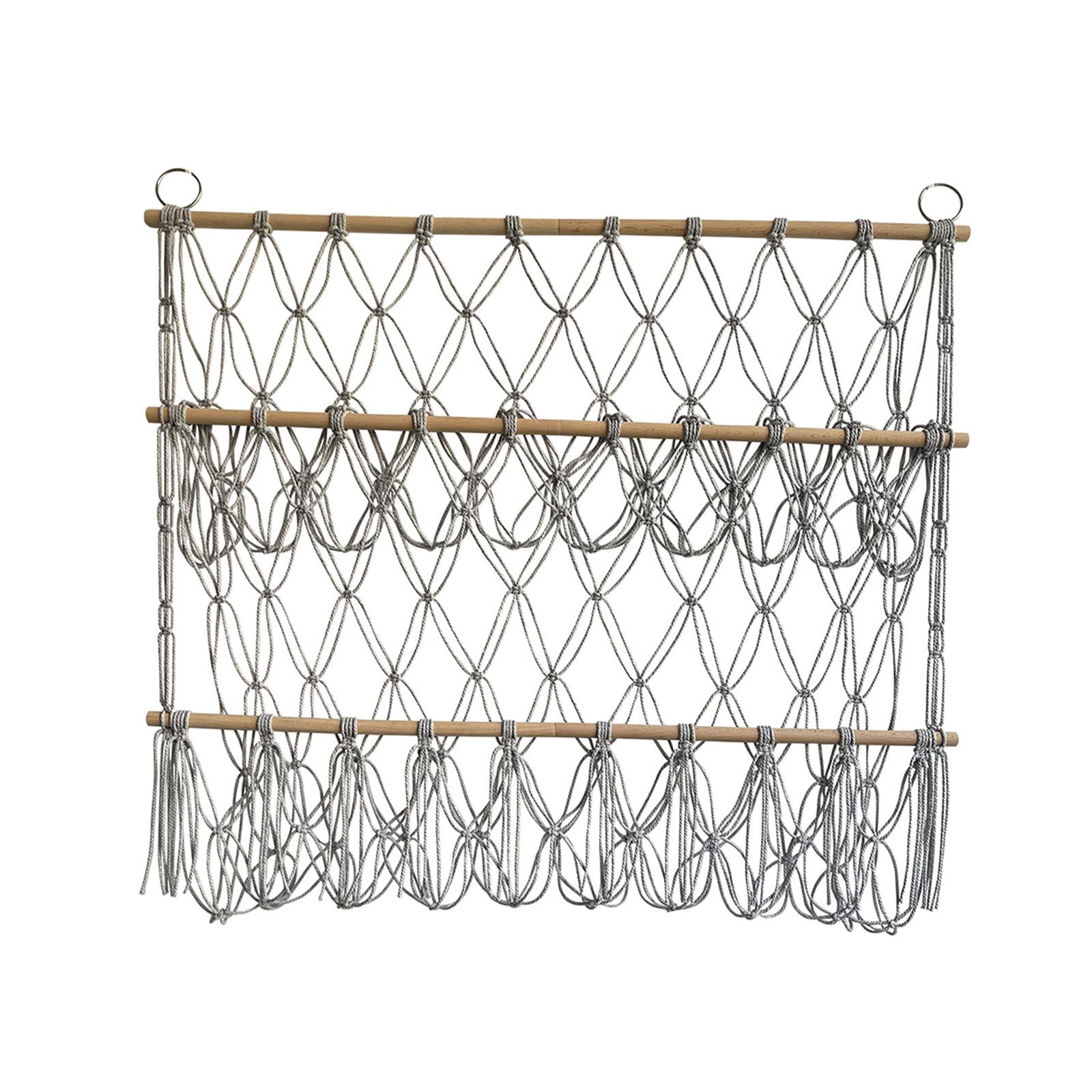 yuksok Stuffed Animals Storage Hammock Organizing Boho Soft Hanging Organizer Plush Toy gray