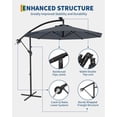 thumbnail image 3 of IdealHouse Parasol de Patio de 10 Pi avec Lumières, Parasol Déporté d'Extérieur à 8 Baleines avec Rotation à 360° et Réglage d'Inclinaison, Parasols d'Extérieur avec Protection UV pour Cour Arrière, Pelouse, Jardin, Piscine, Terrasse, 3 of 7