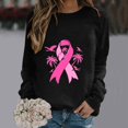 thumbnail image 2 of QATAINLAV Chandail de Sensibilisation au Cancer du Sein Femmes Chemises Ruban Rose Décontracté Col Rond Chandail à Enfiler Hauts Extérieur Blouse à Manches Longues Rabais de 50 % Offres Aujourd'hui Noir TTG, 2 of 5