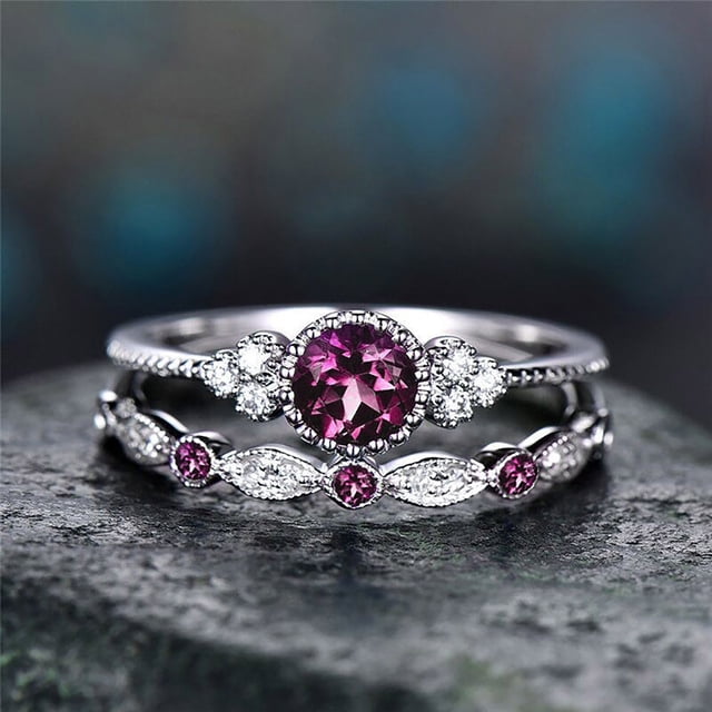 TopLLC Rings Women's Fashion Diamond Couple Jewelry 1 Pair Rings Set Size 6 Ring ring