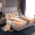 thumbnail image 1 of Erosebridal Orange Abstract Full Sheet Sets, Chic Minimalism Bedding Full Size, Geometric Stripe Decor 4pcs, 1 of 7