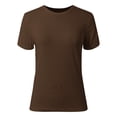 thumbnail image 3 of WILLBEST Compression Shirt Womens Summer Short Sleeve Tops O Neck Ribbed Slim Fitted Shirts Casual Tee Tshirt, 3 of 4