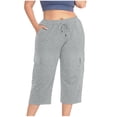 thumbnail image 1 of Plebaso Women's Plus Size Capri Pants Drawstring Cropped Lounge Sweat Pants Casual Wide Leg Cargo Capris, 1 of 7