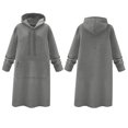 thumbnail image 2 of IMENGL Robe Longue à Capuche Automne Couleur Unie, Gris 3TG, Taille M-5TG, 2 of 3