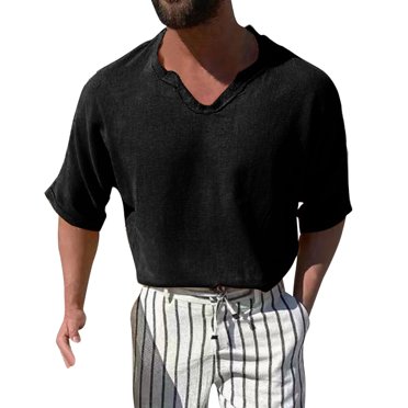 BOBOGOJP T-Shirt pour Homme Coupe Régulière Manches Courtes Col Rond Hauts Travail Chandail Uni (Noir,3TG)