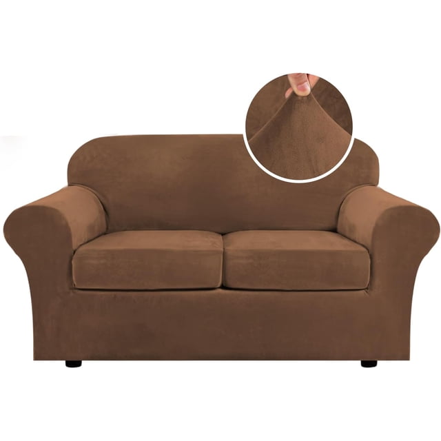 Modern Velvet Plush 4 Piece High Stretch Sofa Slipcover Furniture Protector Form Fit Luxury Thick Sofa Cover, Machine Washable