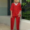 thumbnail image 1 of Ensembles pour Femmes, T-Shirt à Col Rond Imprimé à Manches Mi-Longues, Chandail à Enfiler, Hauts + Pantalon, Ensemble 2 Pcs en Liquidation, 1 of 6