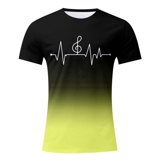 LUOGENLI T-shirts pour Homme pour Hommes T-Shirt à Imprimé Numérique Col Rond Manches Courtes T-Shirt T-shirts pour Hommes T-shirts Graphiques TTG Grand Jour de la Saint-Patrick T-shirts pour Hommes T-shirts Graphiques Jour de la Saint-Patrick Jaune P