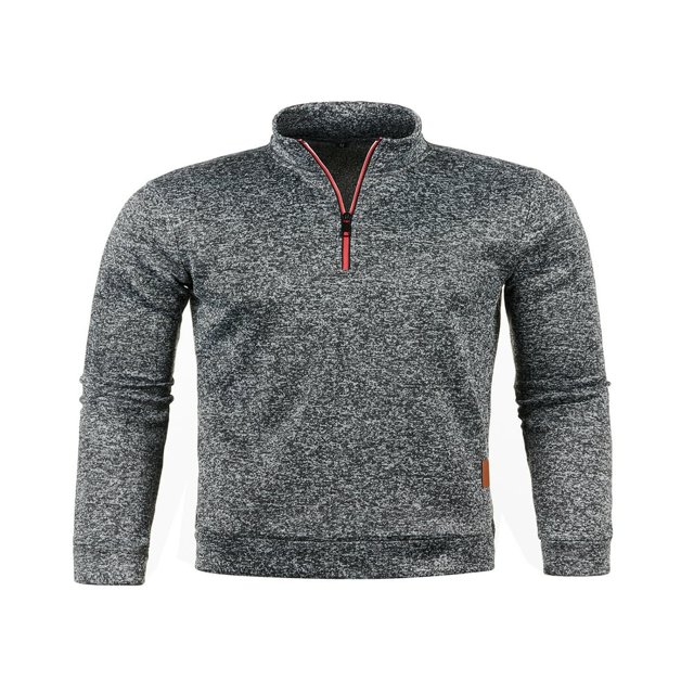 Men‘s Autumn Fleeced Tops Long Sleeve Stand Collar Zipper Pullover