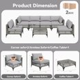 thumbnail image 2 of YODOLLA 7 Pieces Patio Conversation Set with Tea Table, Outdoor Sectional PE Rattan Wicker Furniture Seat, Gray Rattan& Light Grey Cushion and Pillow, 2 of 7