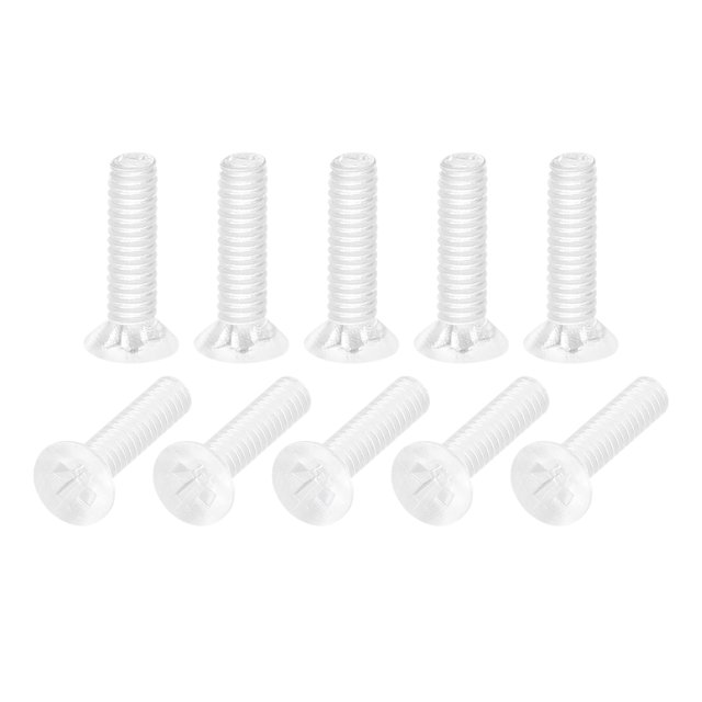 Unique Bargains Vis de Machine à Tête Plate en Plastique M2x8 mm, Boulons de Machine à Tête Plate en PC, Lot de 25