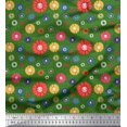 thumbnail image 1 of Soimoi Green Velvet Fabric Dots & Aster Floral Print Fabric by Yard 58 Inch Wide, 1 of 3