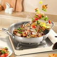thumbnail image 2 of Kieccall Wok Pan Honeycomb Stainless Steel Cookware for Home Kitchen Stove and 3-Layer Steel Non-Stick Cooking, 2 of 8