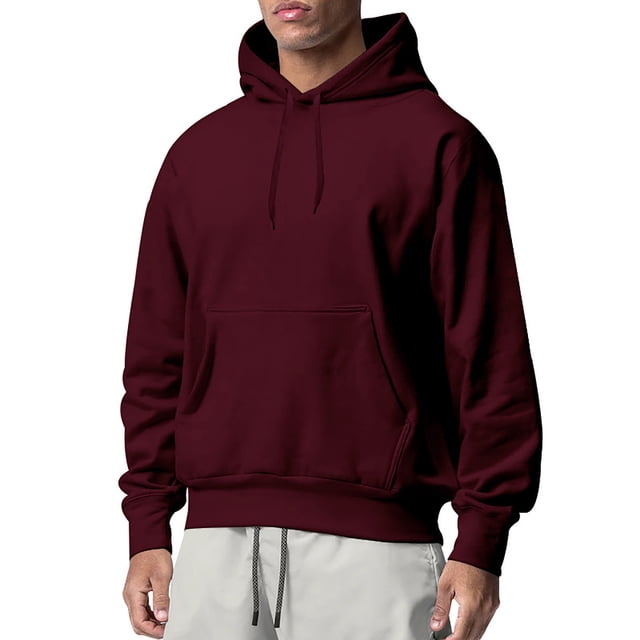 Hoodies for Men Long Sleeve Sweatshirt Casual Solid Color Pullover Tops