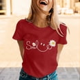 thumbnail image 2 of JIRNDf T-Shirts pour Femmes Hauts d'Été Tendance Manches Courtes Col Rond Doux Mignons T-Shirts Graphiques pour Femmes Chemises Rouge G, 2 of 5