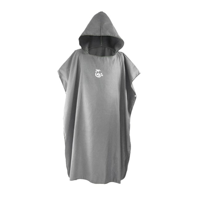 Surf Poncho Changing Robe Front Lightweight Microfiber with Soft Wetsuit Changing Towel for Outdoor Sports, Swim - Medium Gray
