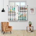 thumbnail image 2 of Teal Wood Kitchen Curtains - Rustic Wooden Country Farmhouse Small Short Cafe Tier Curtains Western Decor for Living Dining Room Rod Pocket Window Drapes 36 Inch Length 2 Panels 28"x36", 2 of 5