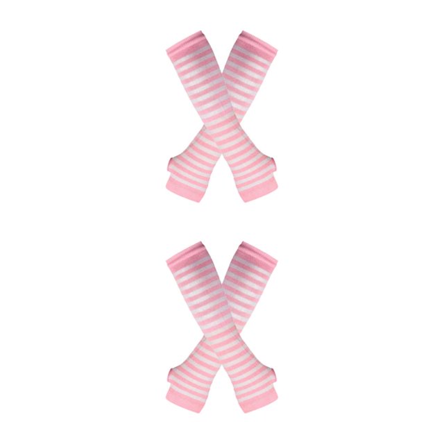 ZheElen Stand Out With Thick Thighs Long Socks And Gloves Set Made With Polyester And Highly Elastic pink and white 2Set